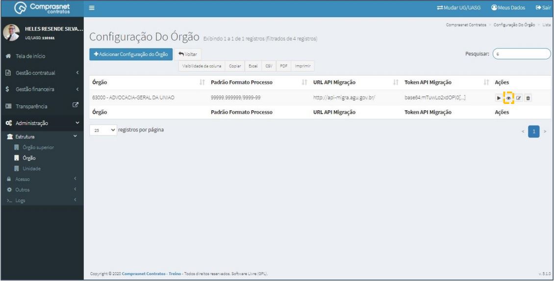 FIGURA 16 - Detalhar Configuração do Órgão