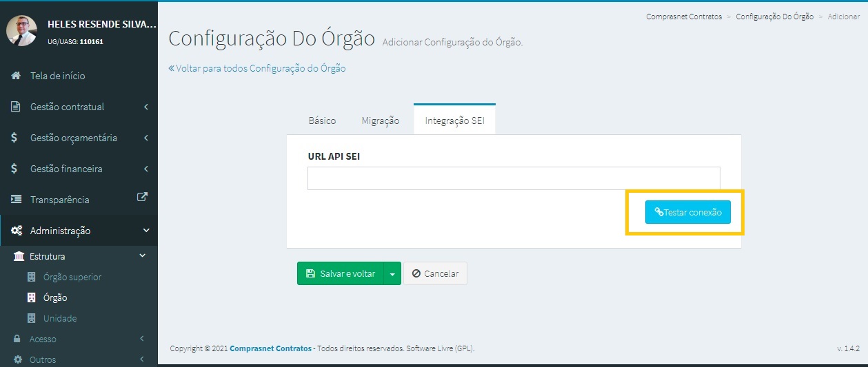 FIGURA 27 - Configurar Integração com SEI