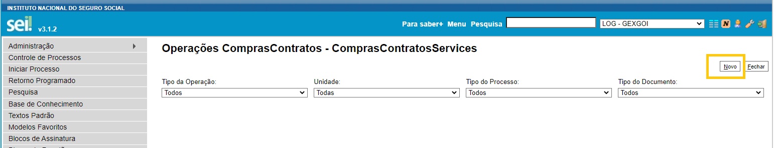 FIGURA 11 - Cadastro de Operações