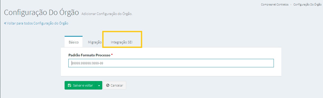 FIGURA 19 - Configurar órgão