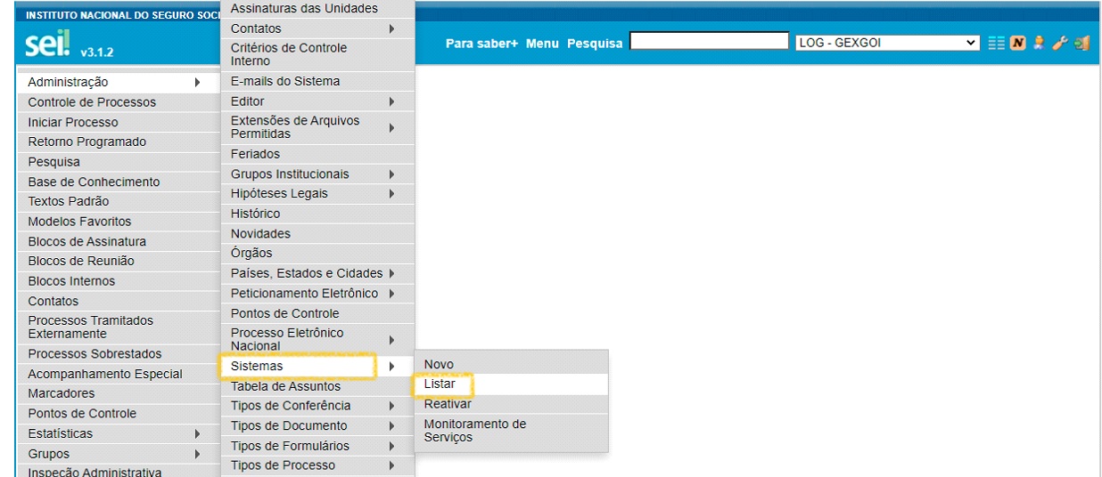 FIGURA 4 - Listar o Sistema Compras Contratos