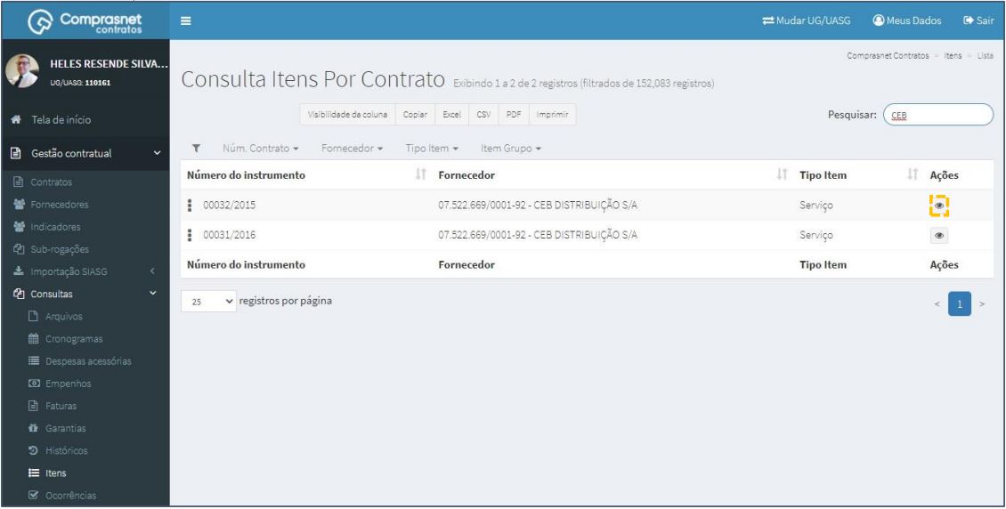 FIGURA 4 - Detalhar Itens de Contrato