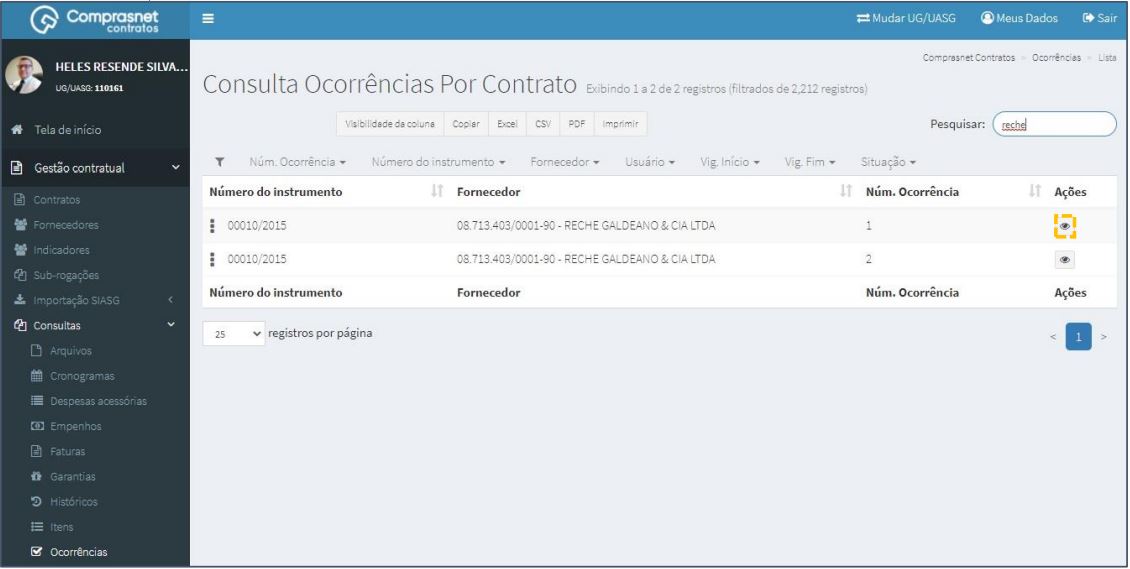FIGURA 4 - Detalhar Ocorrência de Contrato