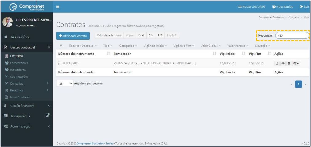 FIGURA 6 - Pesquisa de Contratos