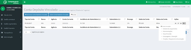 FIGURA 12 - Acessar Liberação na Conta-Depósito Vinculada