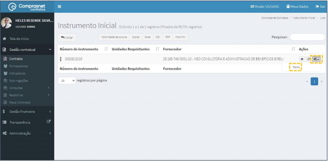 FIGURA 11 - Adicionar Instrumento Item