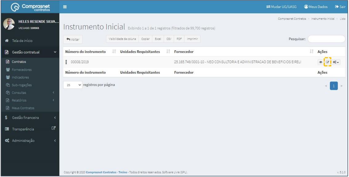 FIGURA 4 - Lista de Cadastro de Instrumento