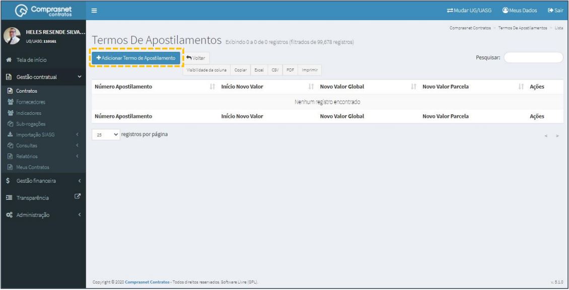 FIGURA 5 - Adicionar Termos de Apostilamento